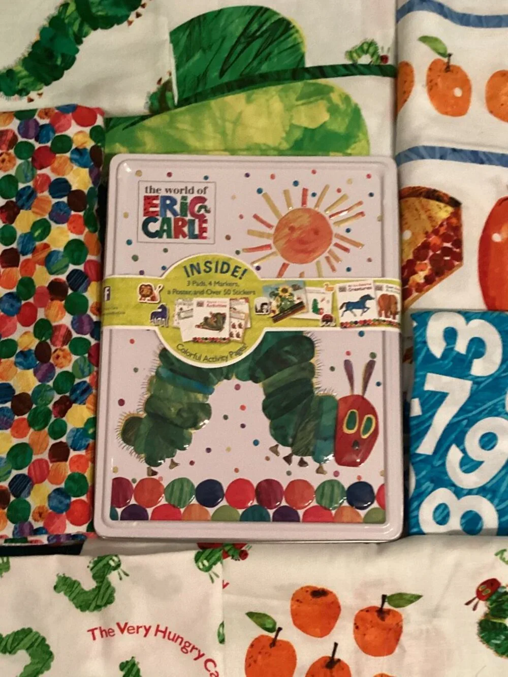 Eric Carle Activity tin and fabrics